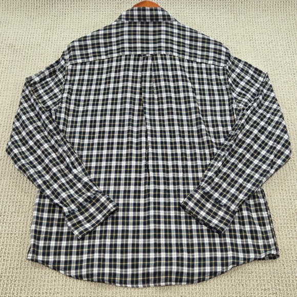 Lands' End Plaid Green Flannel Shirt Button Down LS Cotton Blend Men's L - Picture 3 of 7